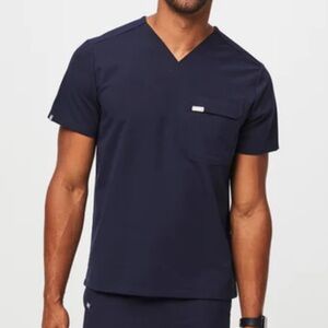 Figs Leon Cargo Pocket Scrub Top Men’s XXL Navy Blue Medical Dental Shirt.  24